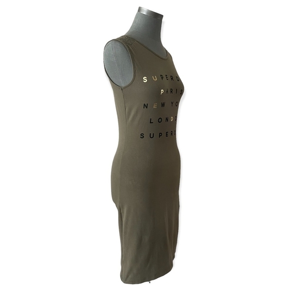 Women’s Dress SUPERDRY Green Lace Trim Dress Sleeveless Bodycon Midi Dress - Picture 4 of 11